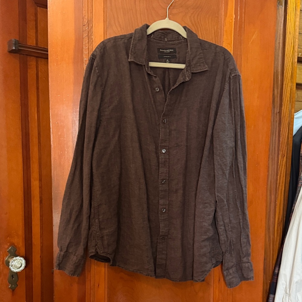 Banana Republic Brown linen  Button-Up Shirt
